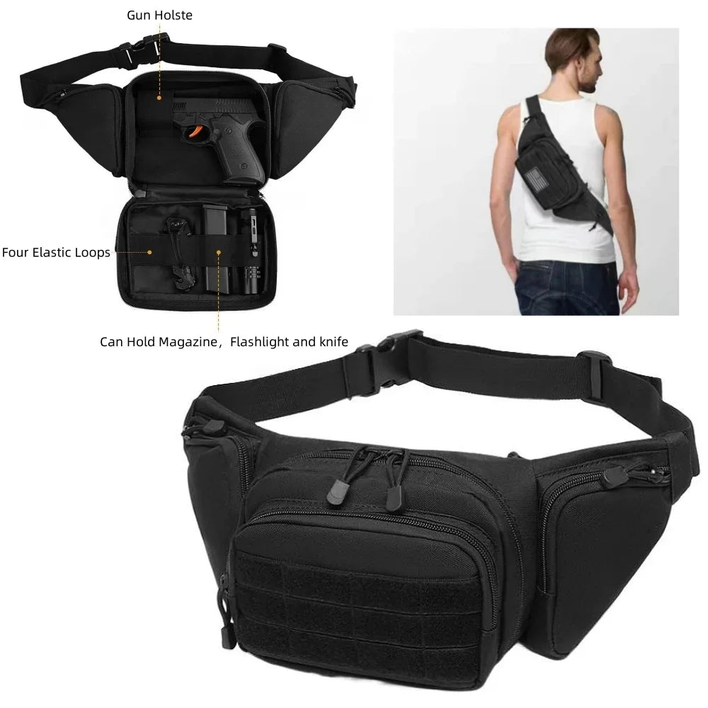 Sacoche banane tactique avec holster MOLLE - Port discret, porte-chargeurs intégrés, nylon résistant - BLACKBEARD OUTDOOR INDUSTRIES