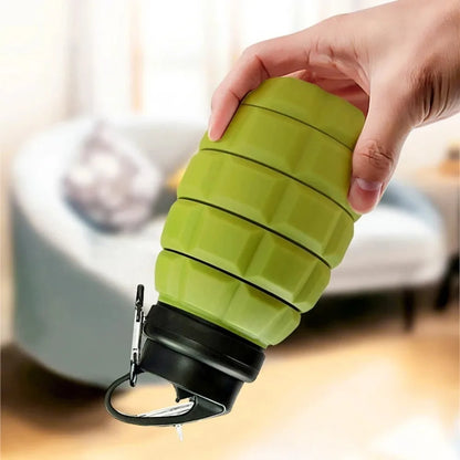 Gourde Silicone Pliable 580ml — Design Grenade Camouflage | Tactique & Outdoor | Rétractable | Sans BPA | 6 Styles Camouflage