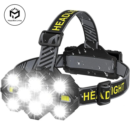 Lampe Frontale 10 LED Rechargeable – Lumière Blanche & Rouge, 10 Modes, Camping Randonnée Chasse