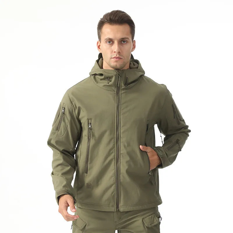 Veste tactique softshell femme à capuche, doublée polaire, camouflage ou unie