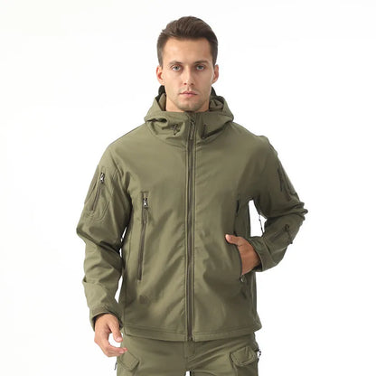 Veste tactique softshell femme à capuche, doublée polaire, camouflage ou unie