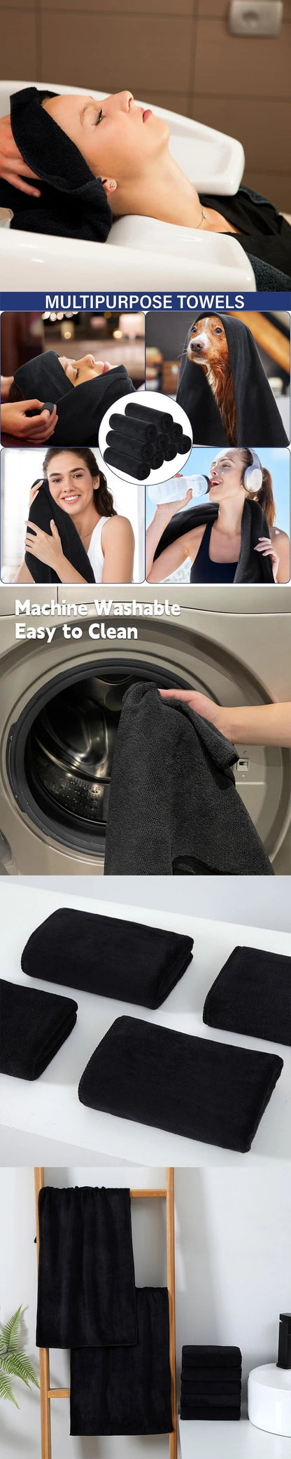 Serviettes Microfibre Noires Professionnelles – Lot de 2 ou 5 Ma boutique