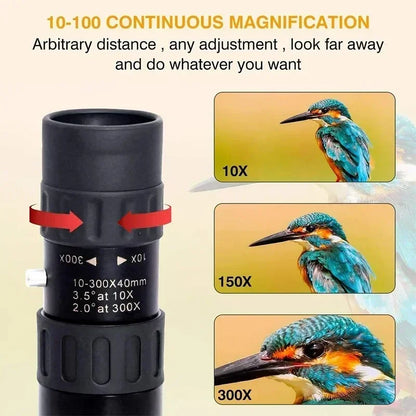 Monoculaire Tactique 10-300x Zoom HD — Télescope Portable Longue Portée Chasse Surveillance - BLACKBEARD OUTDOOR INDUSTRIES