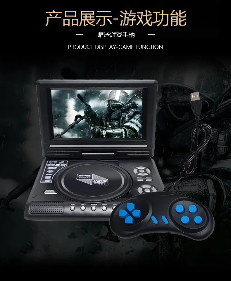 Lecteur DVD Portable 7,8" – TV/FM/USB/Jeux – DIXSG DVD-225 – Écran Rotatif 270° – Prise EU - BLACKBEARD OUTDOOR INDUSTRIES