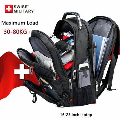 Sac à Dos SWISS 17" pour Ordinateur Portable - Imperméable, avec Port de Charge USB, Multifonction, Style Swiss - Sac de Voyage, de Randonnée et Scolaire - BLACKBEARD OUTDOOR INDUSTRIES
