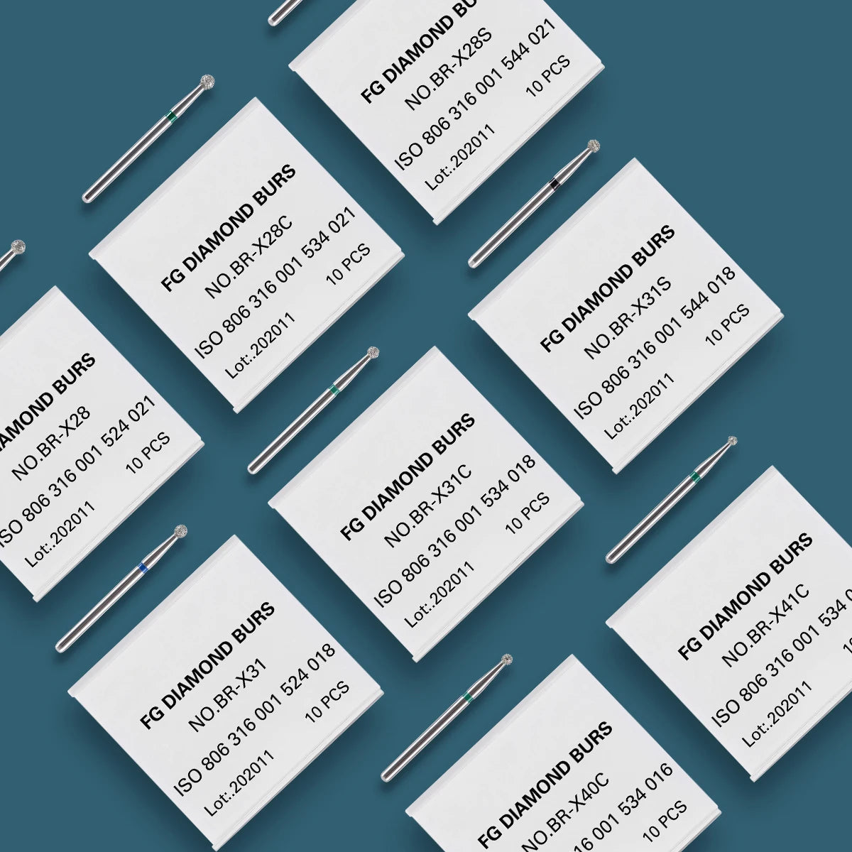 AZDENT 10 pcs Fraises Diamantées Dentaires – Type Boule FG 1,6 mm, 25 mm pour Turbine Haute Vitesse Ma boutique