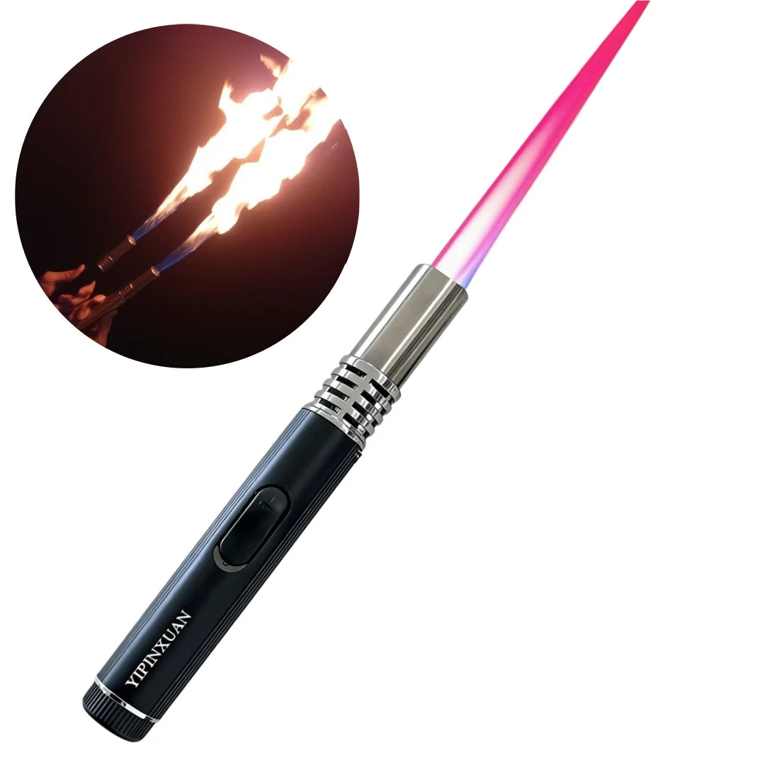 Briquet chalumeau tempête en métal, flamme jet rose