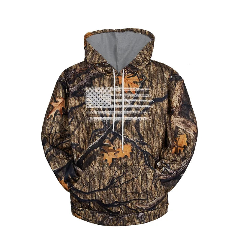 Hoodie Camouflage 3D Drapeau Américain — Sweat à Capuche Patriotique USA Imprimé Homme Femme Enfant - BLACKBEARD OUTDOOR INDUSTRIES