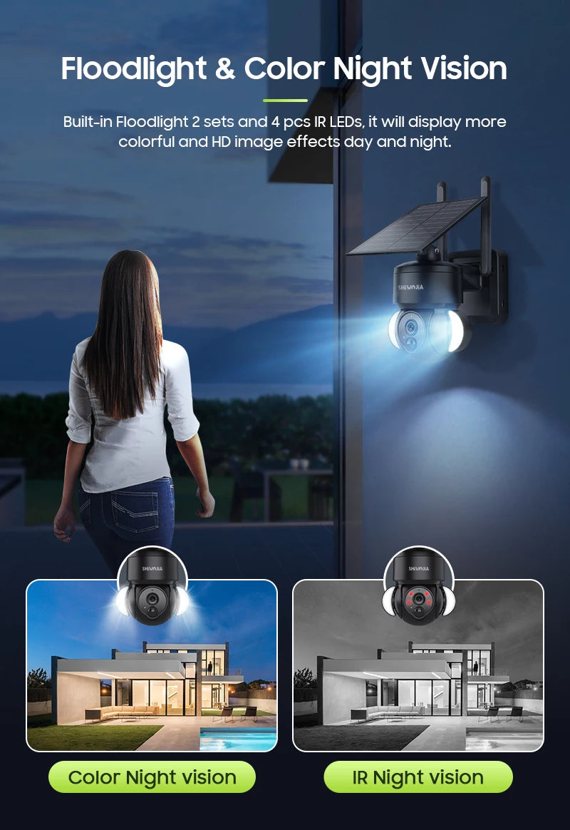 Caméra de Surveillance Solaire 4MP SHIWOJIA – 4G / WiFi | Batterie 7500mAh | PTZ 360° | Vision Nocturne Couleur | Audio Bidirectionnel | Étanche IP65 Ma boutique