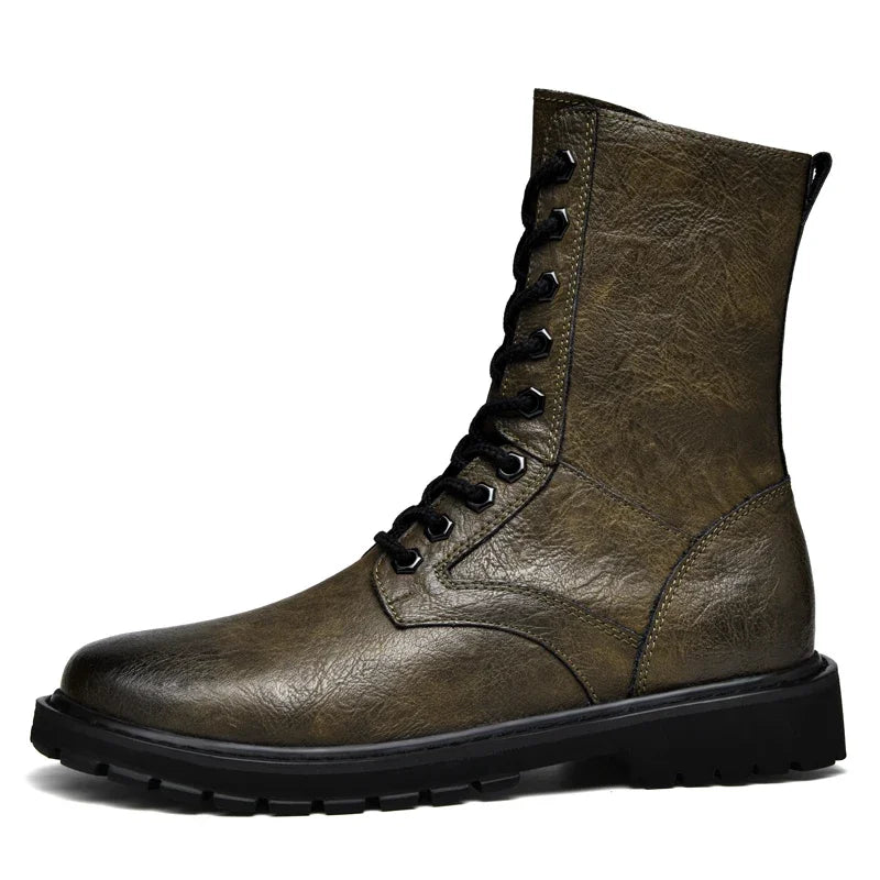 Bottes tactiques homme grande taille en cuir, hiver
