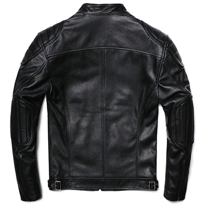 Blouson Homme Moto Classique en Cuir Véritable - BLACKBEARD OUTDOOR INDUSTRIES