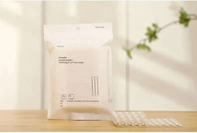 100 Coton-Tiges Individuellement Emballés – Double Embout – Hygiéniques, Jetables, Portables - BLACKBEARD OUTDOOR INDUSTRIES