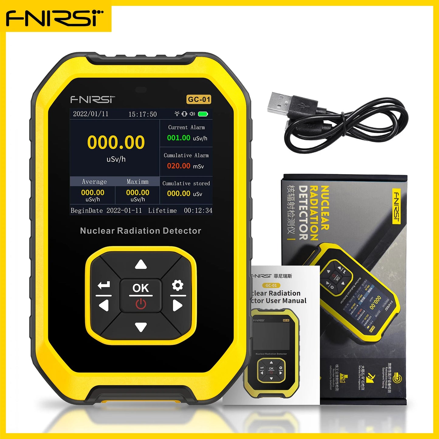 Détecteur de Radiation Geiger FNIRSI GC-01 Portable