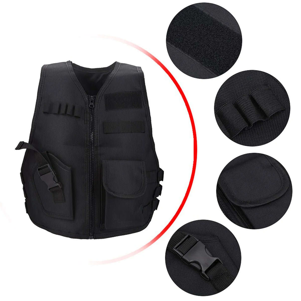 Gilet Tactique Enfant MOLLE – Oxford 600D, Réglable, Airsoft & Jeux Outdoor