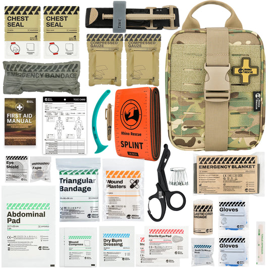 RHINO RESCUE SE IFAK – Kit Trauma Complet 25+ Pièces, Poche Tactique Premiers Secours