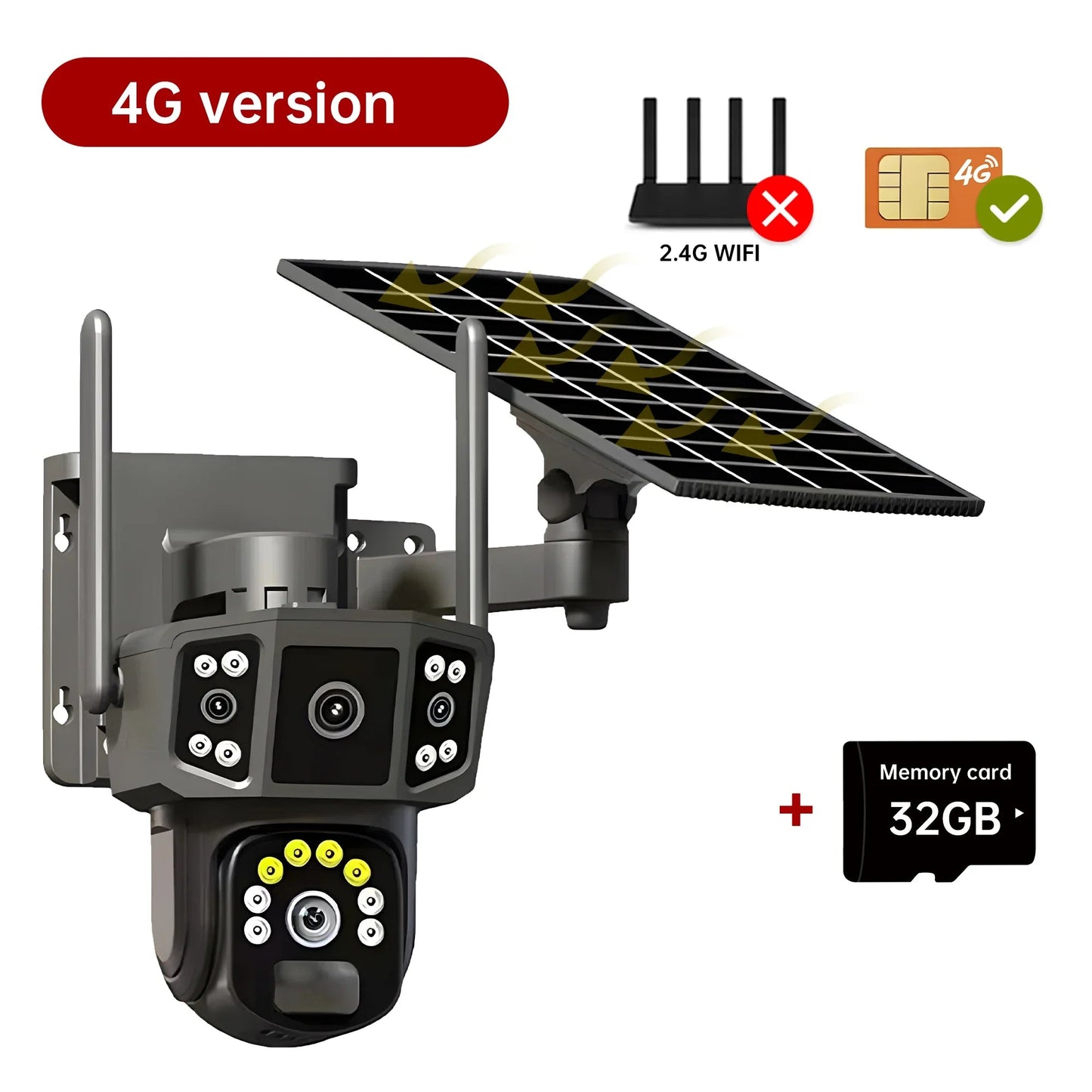 Caméra de Surveillance Extérieure Solaire 4G / WiFi – 8MP Ultra HD | Vision Nocturne Couleur | Détection de Mouvement AI | Audio Bidirectionnel | Étanche IP66 | Double Objectif Ma boutique