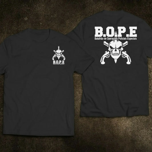 T-shirt BOPE Brésil – Force Spéciale Élite – 100% Coton, Manches Courtes, Col Rond (O-Neck) - BLACKBEARD OUTDOOR INDUSTRIES