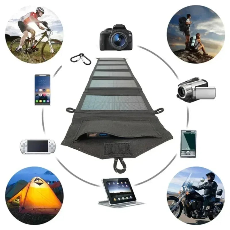 Chargeur solaire pliable portable avec chargement rapide USB Type-C pour téléphone, tablette et camping en extérieur - BLACKBEARD OUTDOOR INDUSTRIES