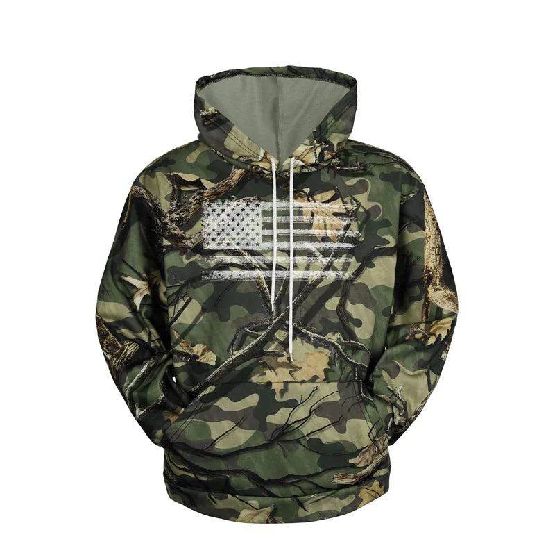 Hoodie Camouflage 3D Drapeau Américain — Sweat à Capuche Patriotique USA Imprimé Homme Femme Enfant - BLACKBEARD OUTDOOR INDUSTRIES