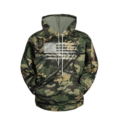 Hoodie Camouflage 3D Drapeau Américain — Sweat à Capuche Patriotique USA Imprimé Homme Femme Enfant - BLACKBEARD OUTDOOR INDUSTRIES