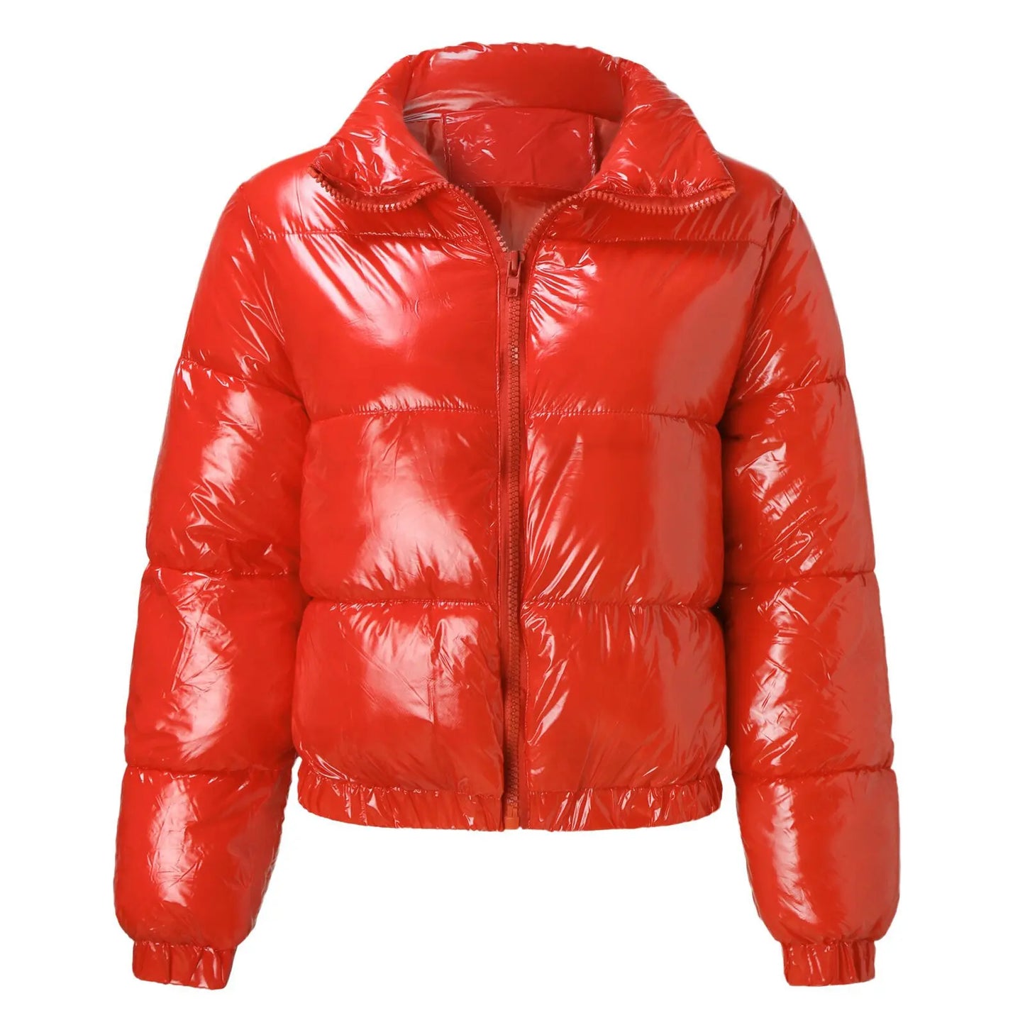Doudoune Vinyle Femme Courte – Effet Cuir PVC Brillant, Col Montant, Style Luxe | S-XXL - BLACKBEARD OUTDOOR INDUSTRIES