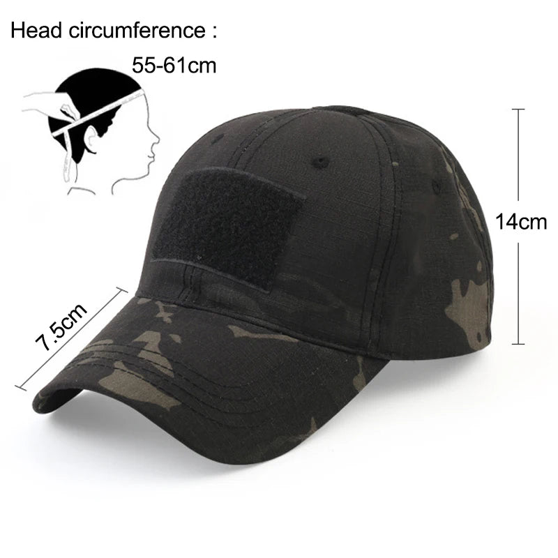Casquette militaire camouflage tactique avec velcro, réglable