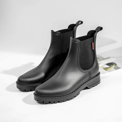 Bottes de Pluie Courtes Femme – Chelsea Imperméables Antidérapantes PVC