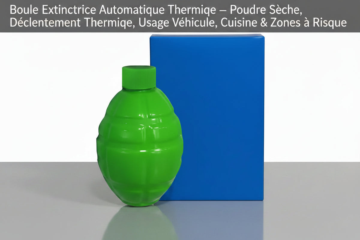 Boule Extinctrice Automatique Thermique – Poudre Sèche, Déclenchement Thermique, Usage Véhicule, Cuisine & Zones à Risque