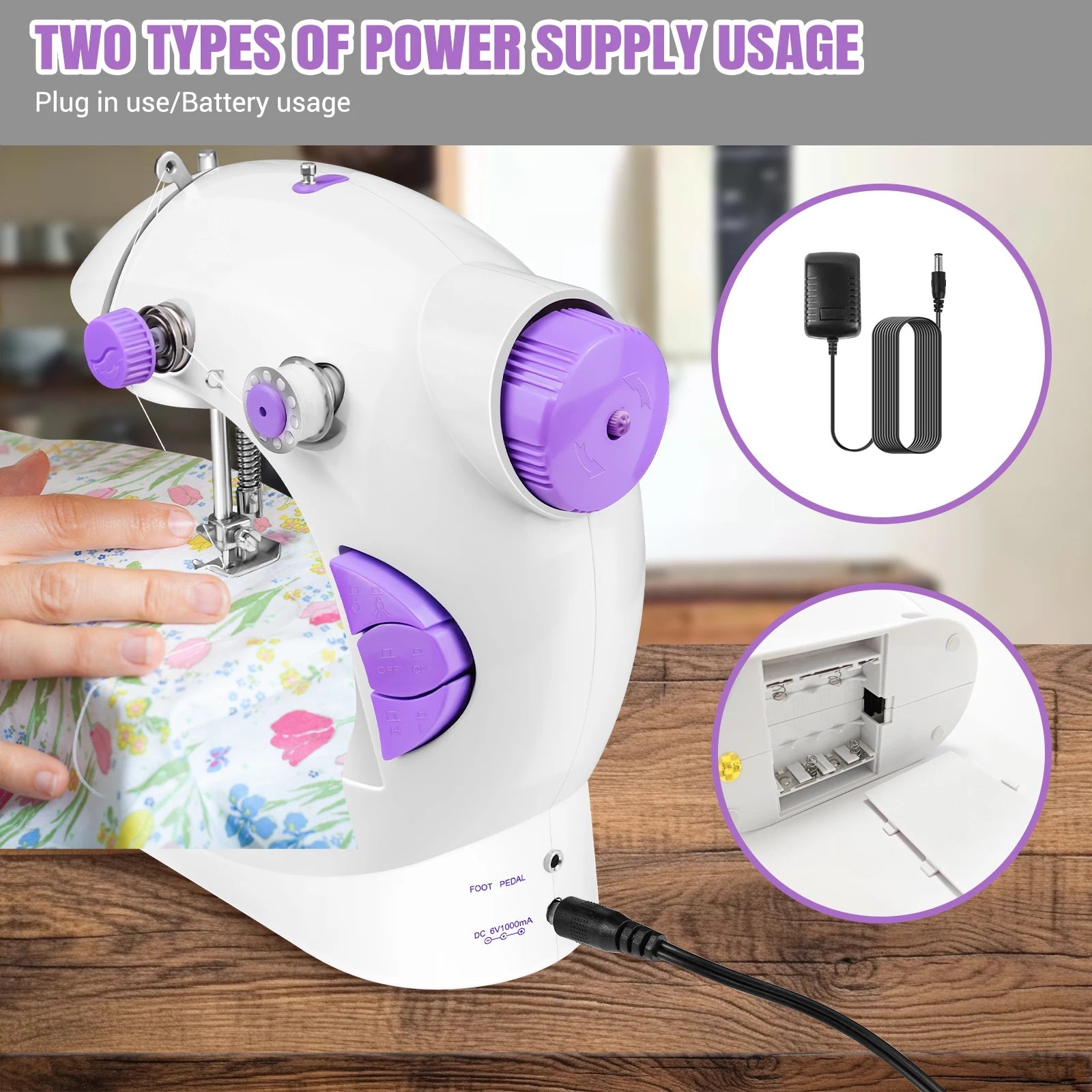 Mini Machine à Coudre avec Table d'Extension pour Débutants - Outil de Couture à Double Vitesse, Pédale et Cadeau pour Enfants BLACKBEARD OUTDOOR INDUSTRIES