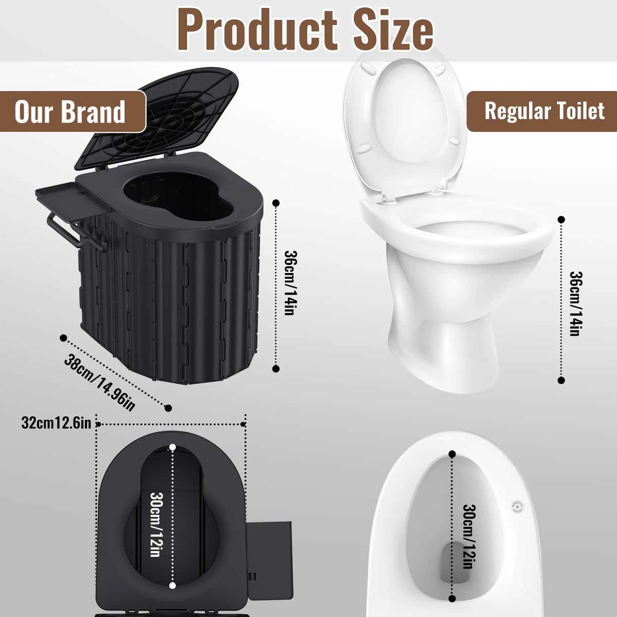 Toilette Portable Pliable Outdoor - Avec Couvercle, Charge 180kg