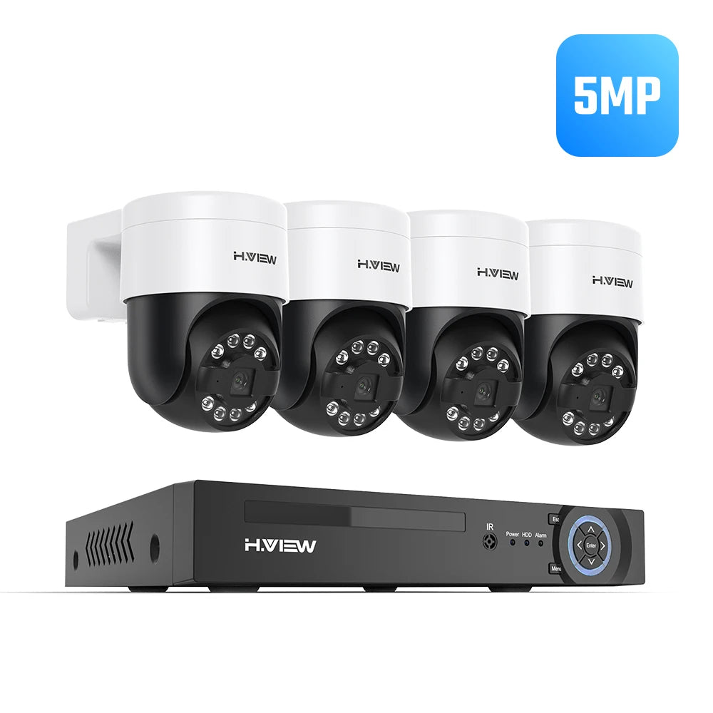 Kit Vidéosurveillance POE H.VIEW 5MP/8MP — NVR 8 Canaux + 4/6/8 Caméras IP Extérieur avec Détection IA - BLACKBEARD OUTDOOR INDUSTRIES