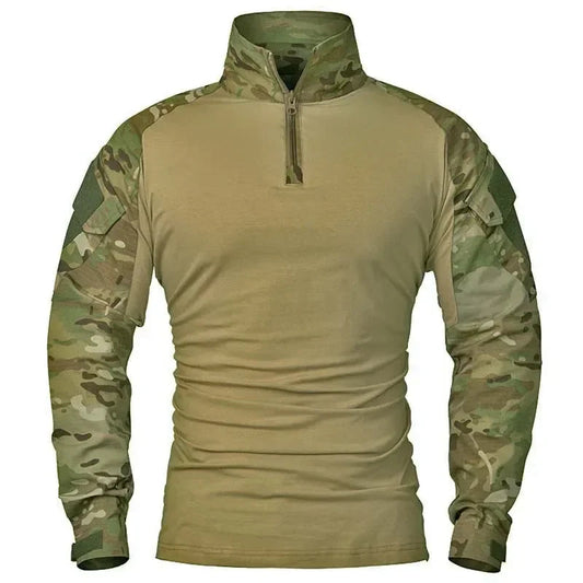 Chemise Tactique à Manches Longues Outdoor CP - T-shirt Combat à Zip 1/4 en Ripstop Coton Camo pour Hommes BLACKBEARD OUTDOOR INDUSTRIES