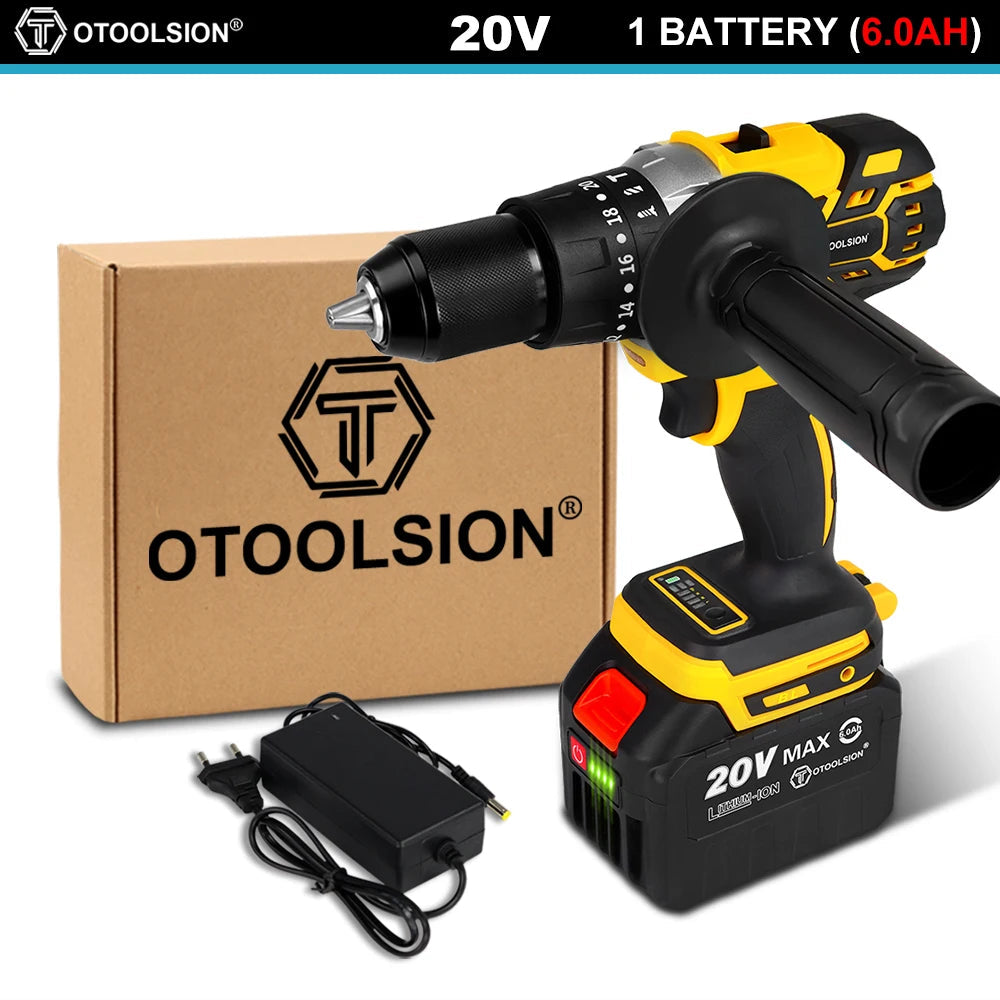 OToolsion 20V 13MM Perceuse sans fil à moteur Brushless – Visseuse à impact pour béton BLACKBEARD OUTDOOR INDUSTRIES