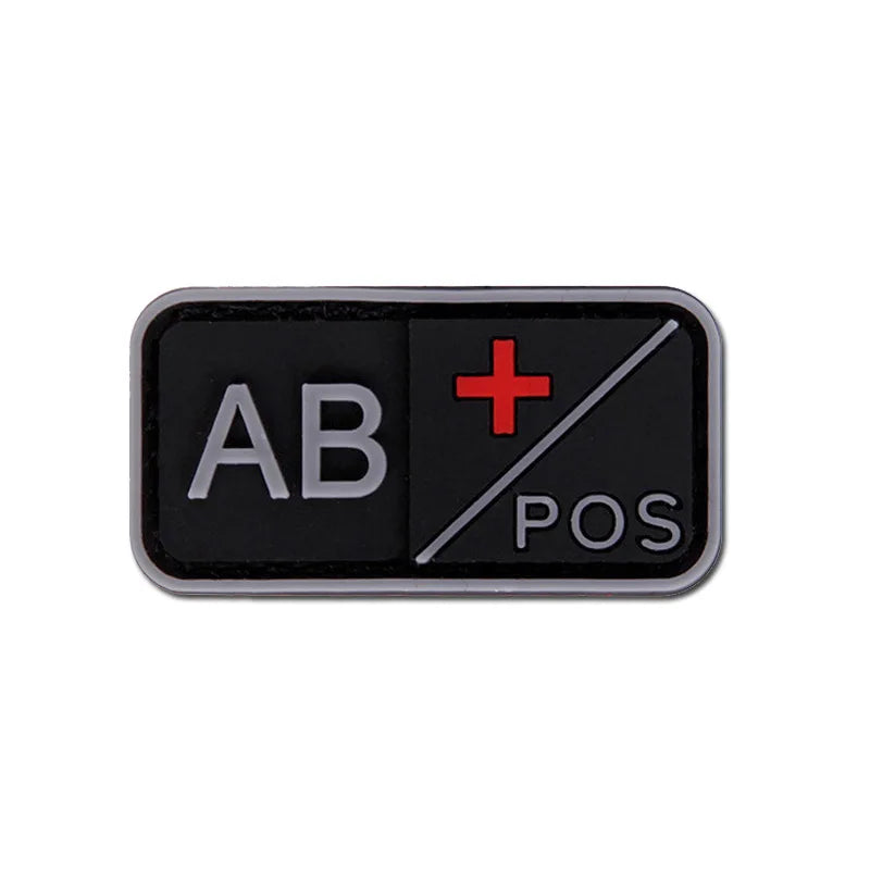 Patch Groupe Sanguin 3D PVC – A B AB O Rh + / - – Écusson Tactique Militaire Hook & Loop 5×2,5 cm - BLACKBEARD OUTDOOR INDUSTRIES