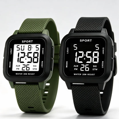 Montre digitale sport 45 mm – Style militaire & rétroéclairage LED