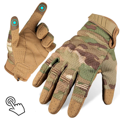 Gants Tactiques Écran Tactile – Polyester, Camouflage | Airsoft, Moto, Vélo, Paintball, Outdoor