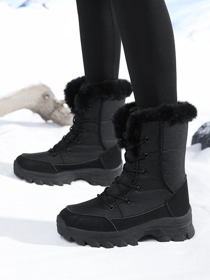 Bottes de neige femme noires à doublure pelucheuse