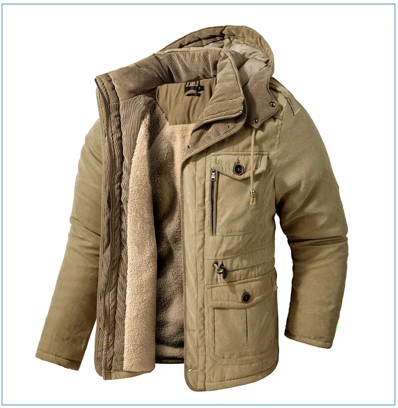 Parka Homme Hiver Chaude – LZLLTT Avec Capuche Amovible | Doublure Polaire | Multipoches | -30°C à +5°C - BLACKBEARD OUTDOOR INDUSTRIES