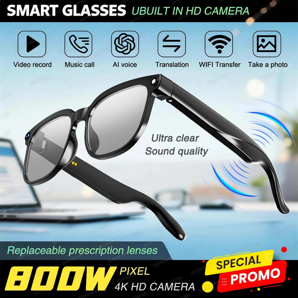 Lunettes Connectées AI 1080P – Caméra HD, Bluetooth 5.3, Traduction Temps Réel | Modèle M02S