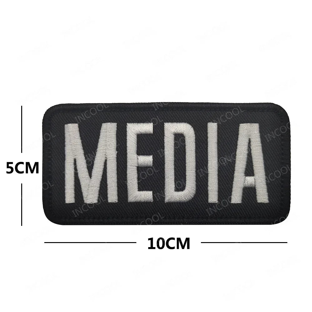 Patch Brassard Brodé PRESS MEDIA INSTRUCTOR – Réfléchissant & Lumineux | Velcro