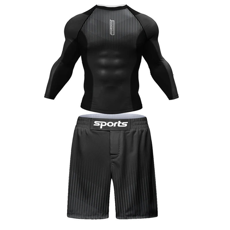Ensemble Rashguard MMA – T-Shirt + Pantalon Compression – Jiu Jitsu / Kickboxing / Grappling - BLACKBEARD OUTDOOR INDUSTRIES