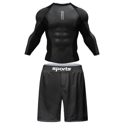 Ensemble Rashguard MMA – T-Shirt + Pantalon Compression – Jiu Jitsu / Kickboxing / Grappling - BLACKBEARD OUTDOOR INDUSTRIES