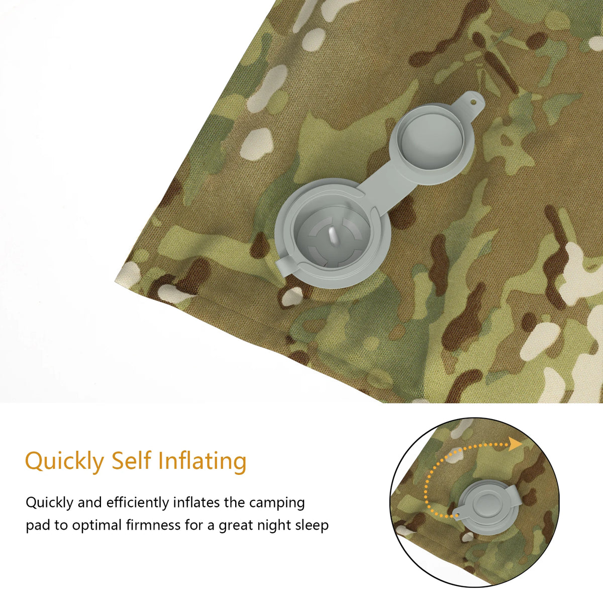 Matelas de bivouac autogonflant camouflage – 220 × 80 cm