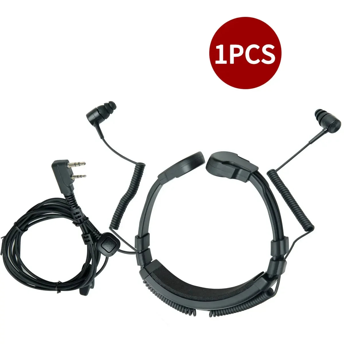 Micro-Gorge PTT Réglable Baofeng 2 Broches – Casque Talkie-Walkie Tactique