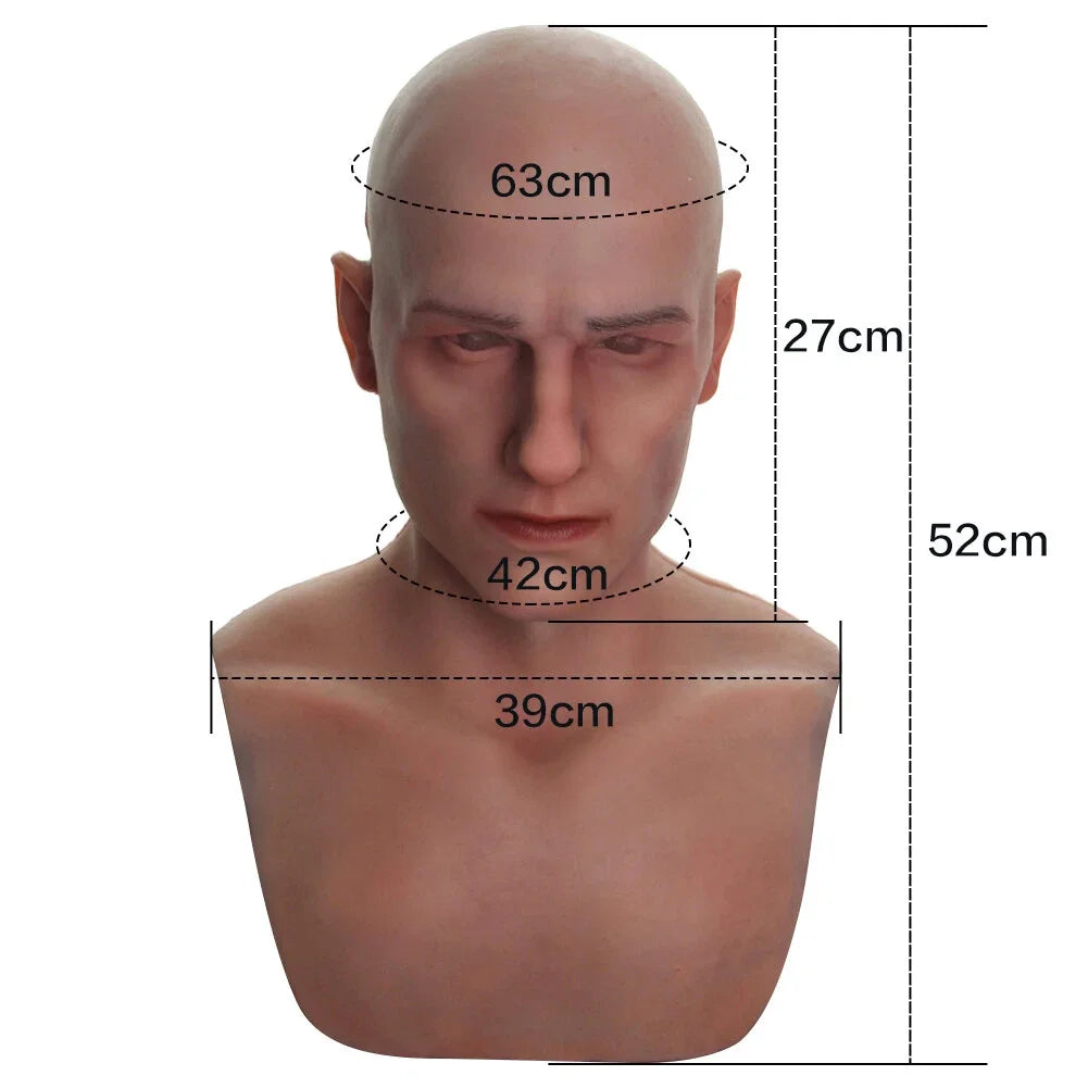 Masque visage masculin ultra-réaliste en silicone