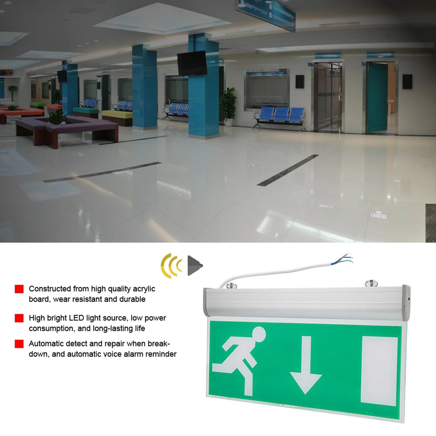 Panneau Sortie de Secours LED Acrylique 110-220V — Signalisation Évacuation - BLACKBEARD OUTDOOR INDUSTRIES