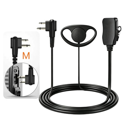 Oreillette PTT 2 Broches en D avec Micro – Compatible Kenwood, Baofeng, TYT, Puxing, Quansheng