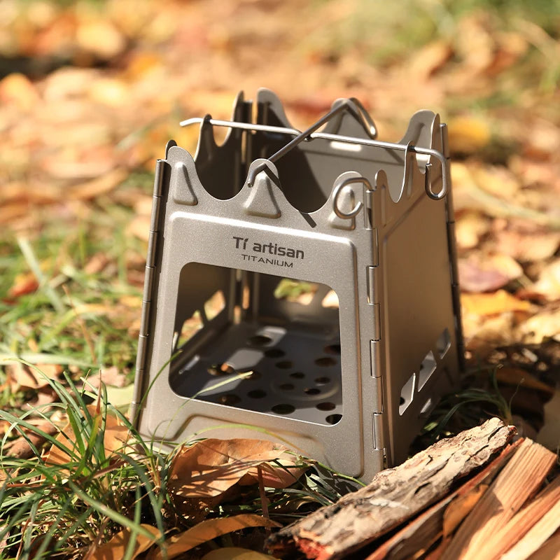 Réchaud à bois pliable pour camping et bivouac – Titane ou inox