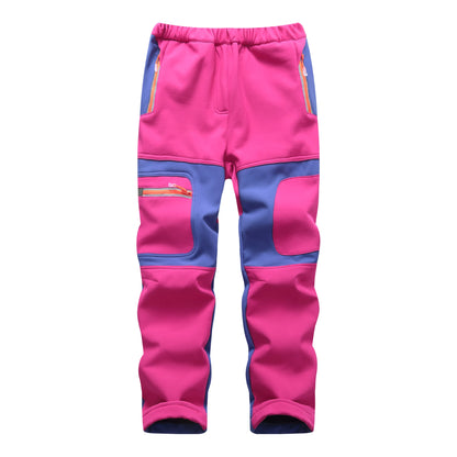 Pantalon Sport Enfant Soft Shell Imperméable Patchwork – Randonnée Escalade – Unisexe – 3 à 14 Ans