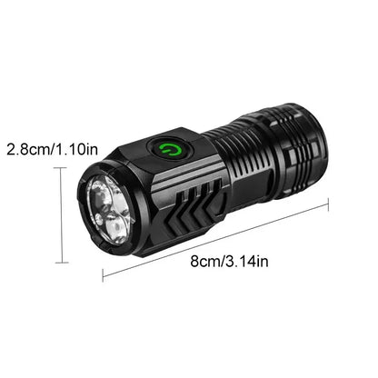 Mini Lampe Torche LED – 3 LEDs Triple Puce, 5 Modes, Rechargeable USB-C, Étanche EDC